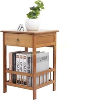 Bamboo Nightstand with Drawer & Shelf Unit