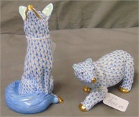 (2) Herend Porcelain Figurines - Bear and Fox