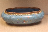 Antique Chinese Cloisonne Oval Bowl