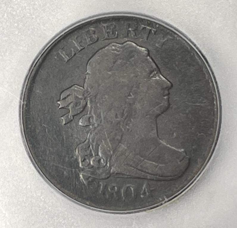 1804 Draped Bust Half Cent 1/2c ICG Fine details