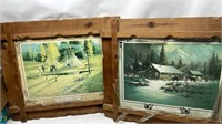 Wood Framed Art Print lot of 2