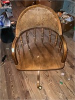 Oak rolling office chair