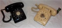 Vintage rotary telephones.