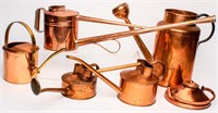 Lot of 6 Vintage Copper Watering Cans