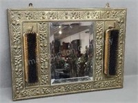 Brass Mirror with Clothes Brushes, 13"×17"