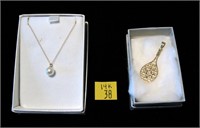 Lot, 14K tennis racket charm and 14K chain with