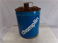 Blue Champlin 5 Gallon Oil Can  Rusty Top &