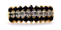 9ct yellow gold, sapphire and diamond dress ring