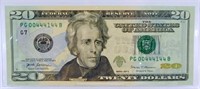 $20 Federal Reserve Note with (5) 4's in Serial