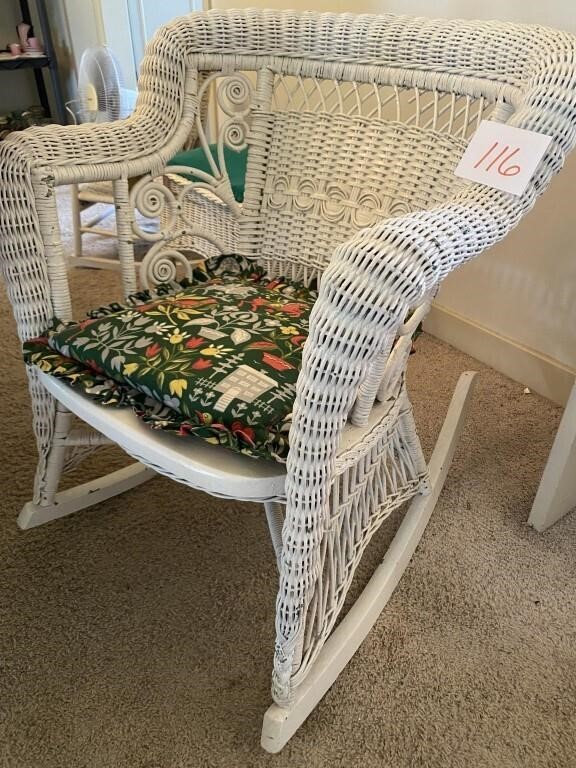 VINTAGE WICKER & WOOD ROCKING CHAIR