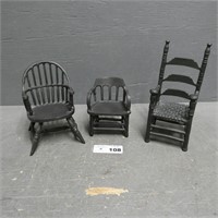 (3) Cast Iron Doll Size Chairs