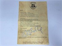 Autograph COA Harry Potter Letter