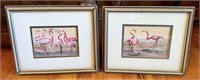 Two Gisela Bulle "Flamingo" Framed Art Pieces