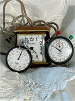 Vtg Seth Thomas travel clock, 2 stop watches