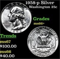 1958-p Washington Quarter Silver 25c Grades GEM++