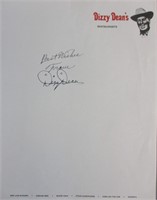 Dizzy Dean's Culinary Best: Signed Letterhead