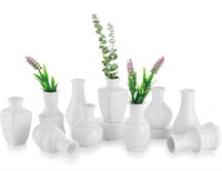 Glasseam Small White Bud Vase Set of 10