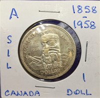 Scarce  Silver Canadian 1958 Commemorative  Dollar