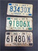 1975, 77, 78 Indiana License Plates