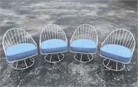4 PC. CAST IRON BRANCH MOTIF COIL SPRING CHAIRS