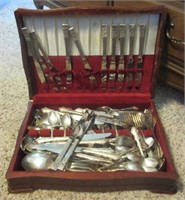 Silver plated assortment of silverware including