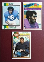 3 Alan Page Topps Cards 1973 1975 1979