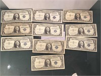 10 Silver Certificates $1 Notes - some Star Notes