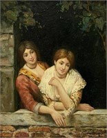 Painting of Two Girls at a Window.