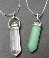 Quartz & Jade Stone Sterling Silver Necklaces