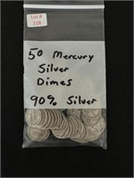 50 Mercury Silver Dimes (90% Silver)