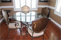 Glass table with 4 chairs