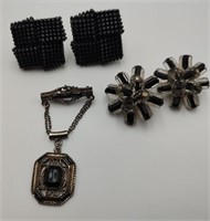 3 Pieces of Vintage Black Jewelry