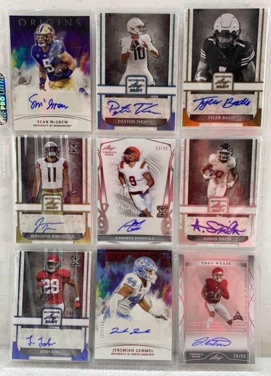 9 Football High End Cards Autographed