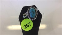 STERLING TURQUOISE RING  SIZE 4.5