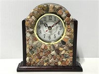 Petite pebble mosaic mantle clock