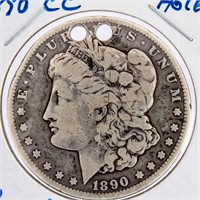 Coin 1890 CC Morgan Silver Dollar Key Date (Holed)