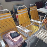 (3) Folding Chairs, (1) Swivel Chair