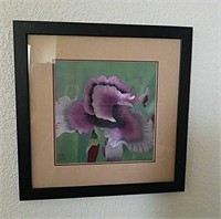 Embroidered Silk Framed Art - Purple Orchid