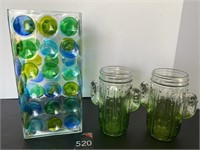 10" Square Vase & Cactus Glasses