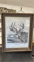Feeding time buck drawing #154/500 artist signed