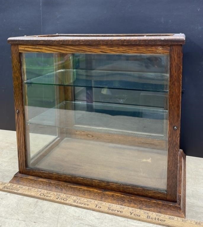 Small Wood Framed Glass Display Cabinet (15.75"W