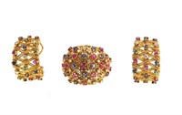 Multi-Gemstone Diamond, Sapphire & Ruby 3pc set