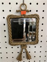 SMALL BEVELED MIRROR IN IRON FRAME - 9 X 4.5 “