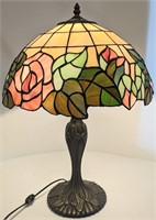 "Tiffany" Style Lamp w Rose Shade