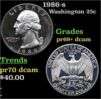 Proof 1986-s Washington Quarter 25c Grades GEM++ P