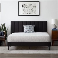 LUCID Upholstered Platform Bed - Black - Queen