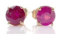 Ruby and 10ct yellow gold stud earrings