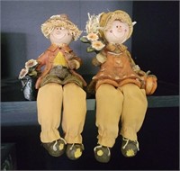 Scarecrow Couple Shelf Sitters Fall Halloween