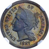 NGC Guide Value $2600: 1887/6 Three Cent Piece
