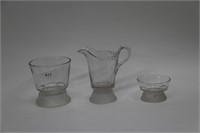 GLASS CANDY DISHES AND PITCHER